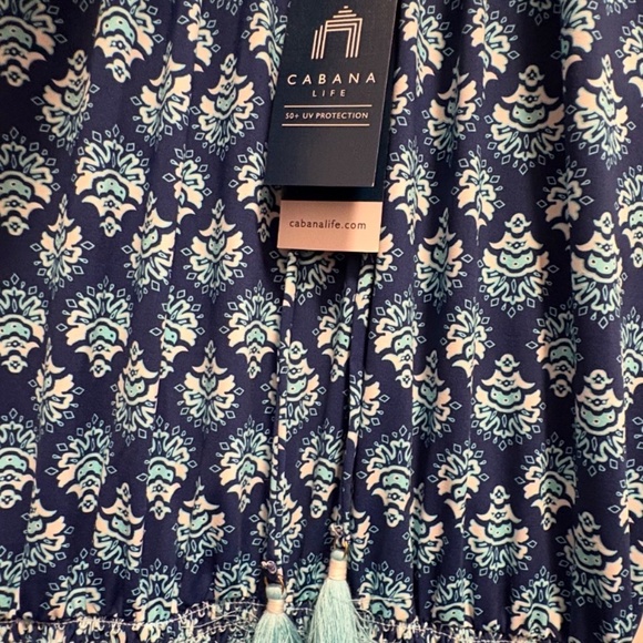 NWT Cabana Life Smock Waist Navy & Teal Maxi Dress - Picture 3 of 6